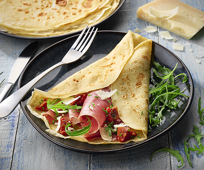 Recette Crêpe Salée Garniture Jambon Fromage Crêpe salée au jambon de Parme, la recette à tester ! | Loste